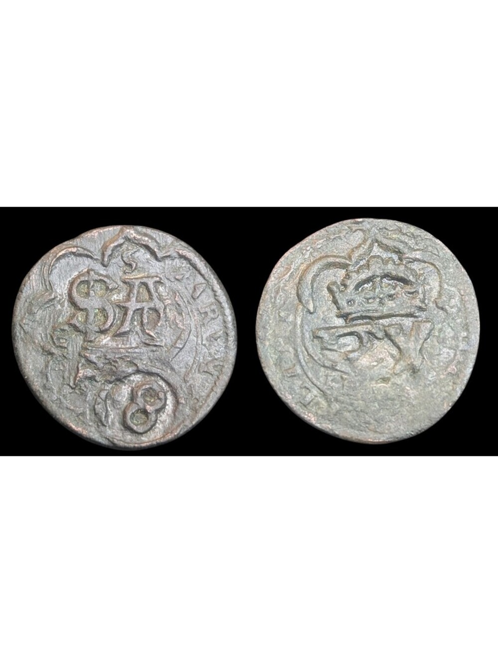 1659 Philip IV Seville Countermark 4 / 8 maravedís Segovia 12 and 8 maravedís